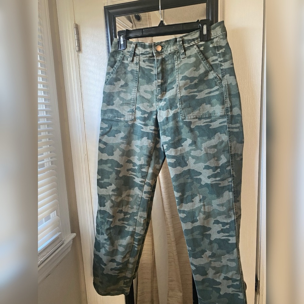 Camo High Rise Straight Leg Jeans